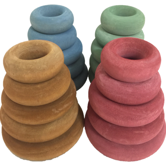 Papoose Wooden Earth Stacking Doughnuts