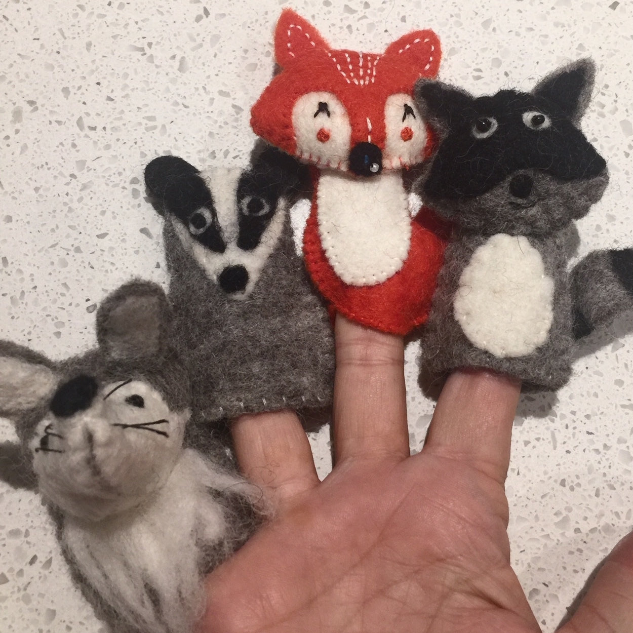 Papoose pure wool felt finger puppets - woodland animals