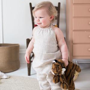 Halter Jumpsuit - Flax Stripe