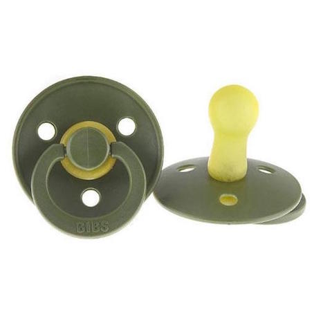 Pair of BIBS Denmark colour baby dummies in hunter green