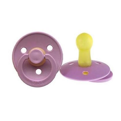Pair of BIBS Denmark colour baby dummies in lavender purple