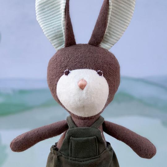 Hazel Village Lucas Rabbit in Picnic Overalls