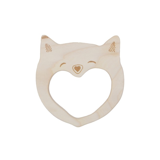 Wooden Story smiley cat teether