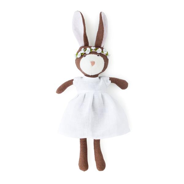 Hazel Village Zoe Rabbit in White Linen Spring Dress Outfit